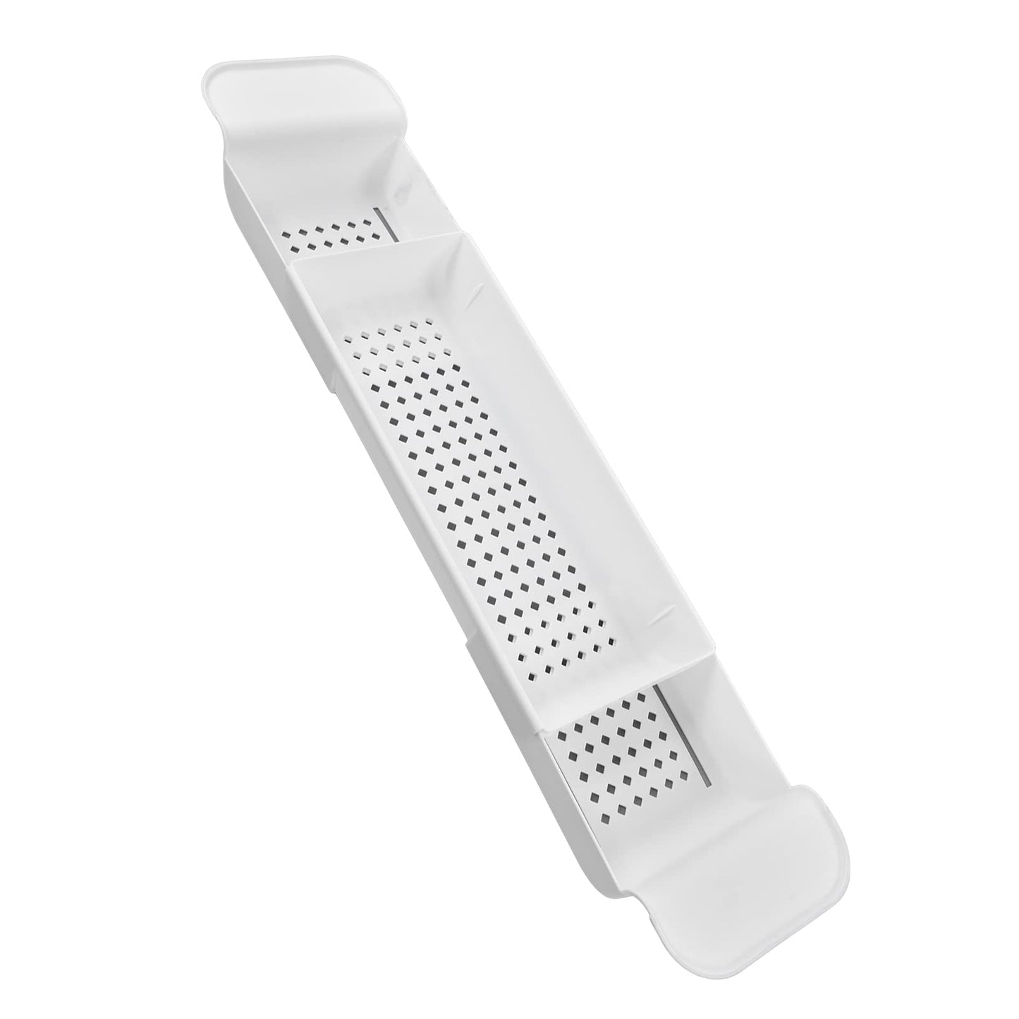 Bathtub Tray Caddy, Plastic Sink Storage Rack Expandable Bath Organizer Shelf for Kitchen Bathroom, White(White)