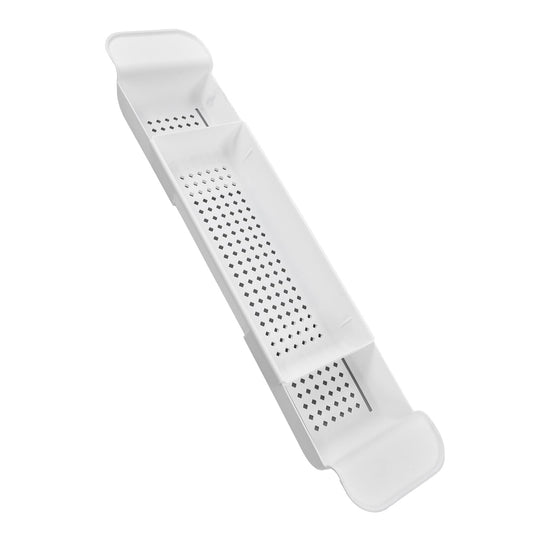 Bathtub Tray Caddy, Plastic Sink Storage Rack Expandable Bath Organizer Shelf for Kitchen Bathroom, White(White)