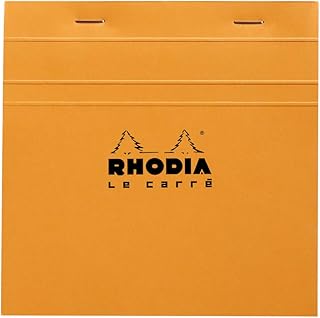 Orange square ruled stapled notepad, 148x148mm