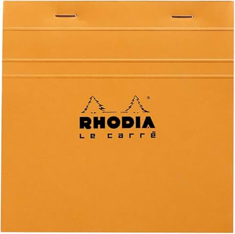 Orange square ruled stapled notepad, 148x148mm