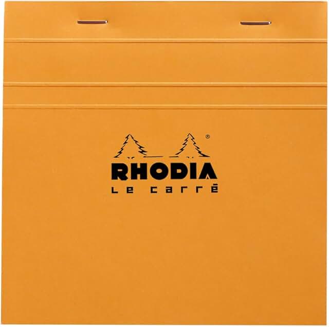Orange square ruled stapled notepad, 148x148mm