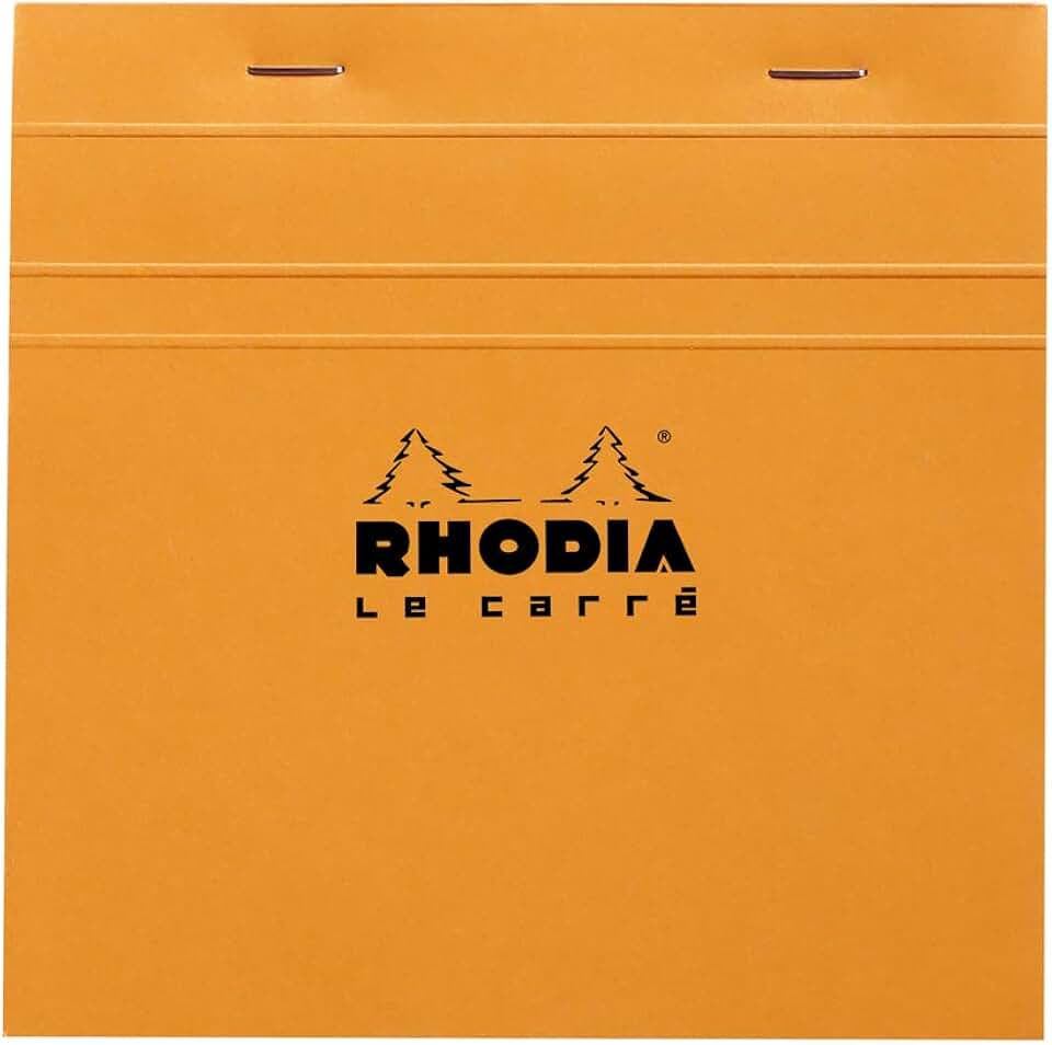 Orange square ruled stapled notepad, 148x148mm