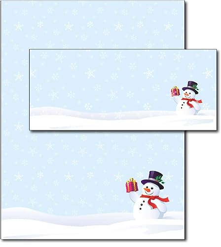 Holiday Snowman Gift Wrap and Envelopes Set