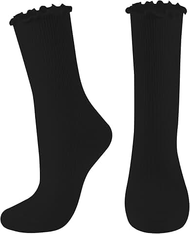 Cute Ruffle Cotton Crew Socks for Women