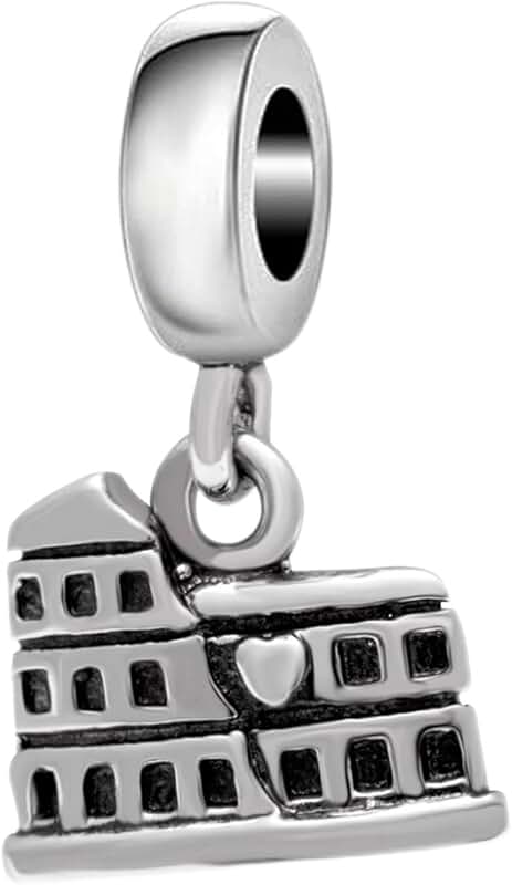 Sterling Silver Roman Colosseum and Eiffel Tower Bead