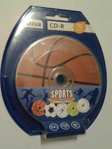 Ativa(r) Cd-r Recordable Fashion Media Spindle, Sports Designs, 700mb/80 Minutes, Pack of 10