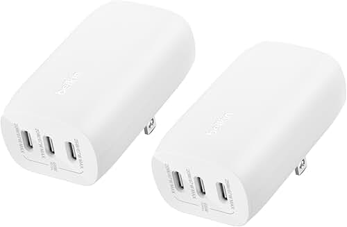 3-Port 67W USB-C Charger Block, 2-Pack