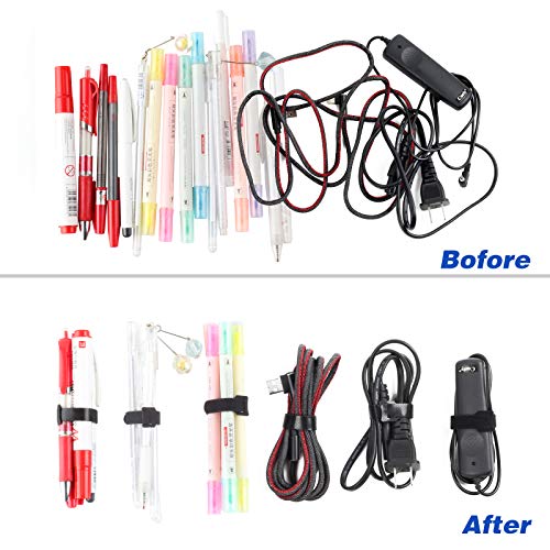 80PCS Reusable Cable Ties, Black Adjustable 6-Inch Cord Organizer Ties, Multi-purpose Hook Loop Cable Management Wire Ties for Organizing Home, Office, Data Centers