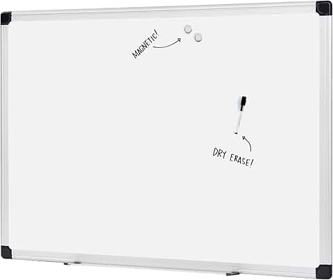 Magnetic Whiteboard, 36 x 48 inches, Aluminum Frame