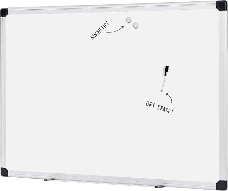 Magnetic Whiteboard, 36 x 48 inches, Aluminum Frame