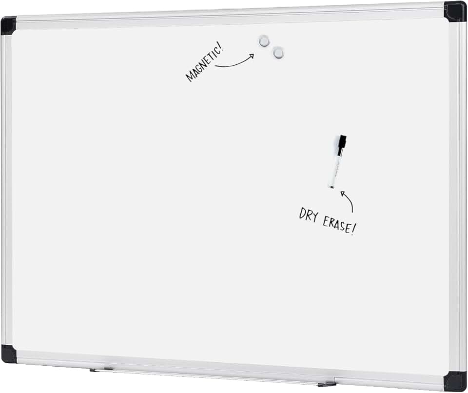 Magnetic Whiteboard, 36 x 48 inches, Aluminum Frame
