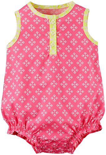 Baby Girl 1pc Romper Pink W Mini Geo, 3 Months