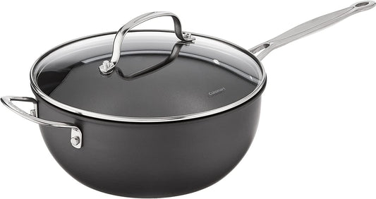 Chef's Clic Nonstick Hard-Anodized 4-Quart Chef's Pan with Helper Handle and Gl Cover