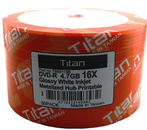 (T6891199) 16X DVD-R Glossy White Inkjet Hub Printable Media - 50 Pack