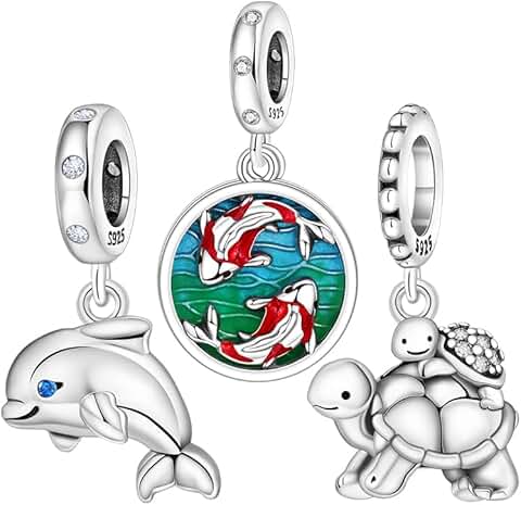 Three Sterling Silver Charms for Bracelet and Necklace
