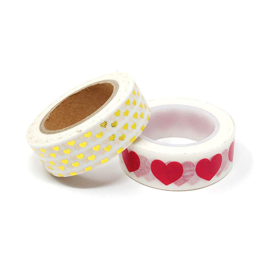 Set of 2 Red and Gold Heart Washi Tapes