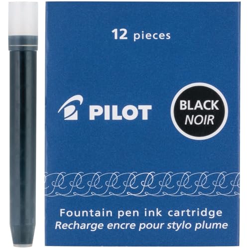 Black Fountain Pen Ink Cartridges, 12 Pack