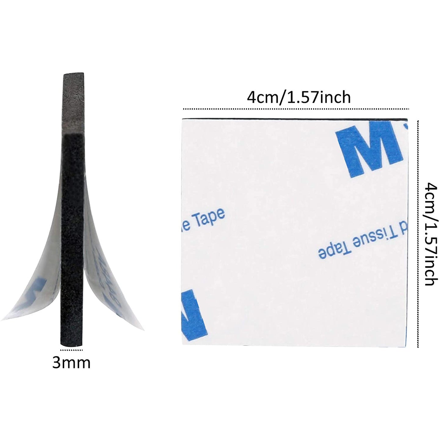 110 Pack Double Sided Foam Tape 40mm x 40mm Black