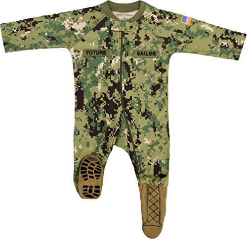 U.S. Navy Baby Boys NWU Camo Crawler with Recruit Boots  0-3 Months