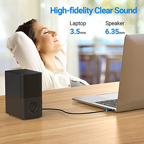 3.5mm to 6.35mm Audio Stereo Cable, 6.35mm 1/4" Male to 3.5mm 1/8" Male TRS Stereo Audio Cable Jack Compatible for iPod Laptop Home Theater Devices and Amplifiers(1.5FT)