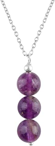 Natural Gemstone Beads Necklace with Crystal Pendant