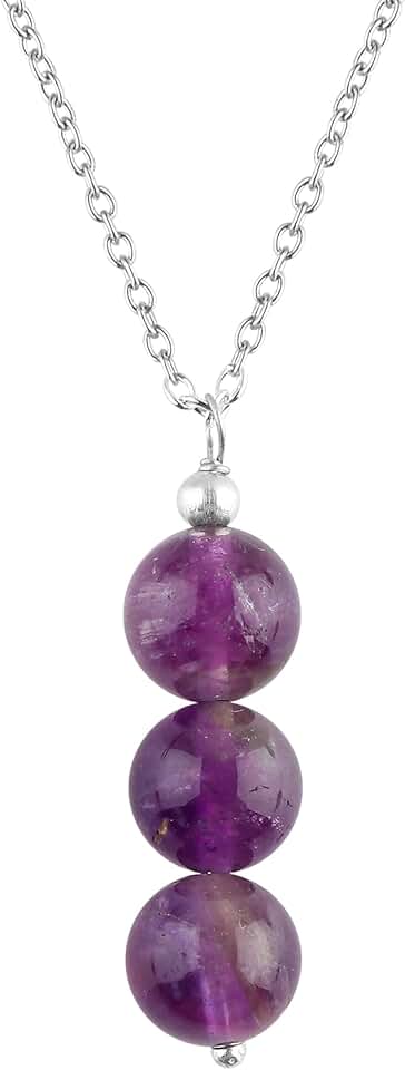 Natural Gemstone Beads Necklace with Crystal Pendant