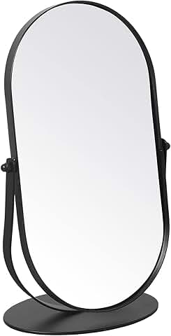 Black 11-Inch Portable Makeup Mirror for Bedroom and Desk