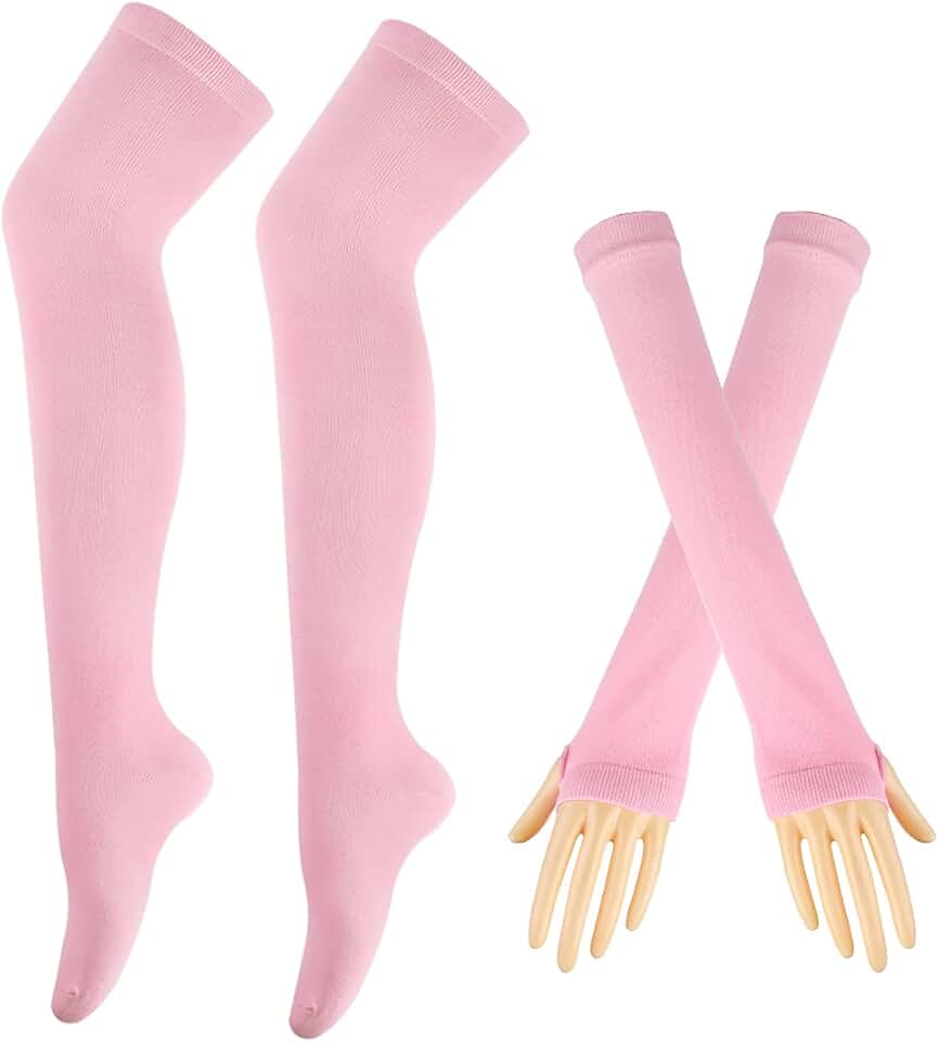 Women’s Stripe Leggings, Long Knit Gloves, Socks Set