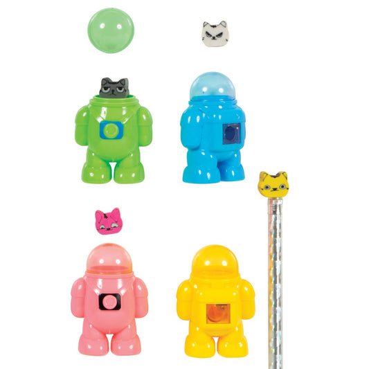 Pack of 24 Major Tom Cat Pencil Sharpeners and Erasers