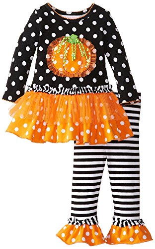 Baby-Girls Infant Ruffle Pumpkin Legging Set, SABW0, Black/White