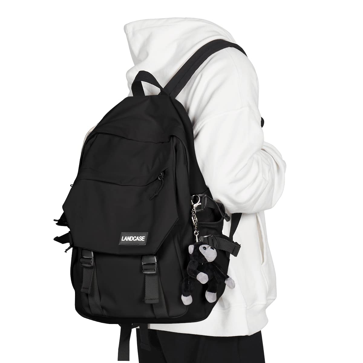 School Backpack Waterproof Black Bookbag College High School Bags For Boys Girls Lightweight Travel Rucksack Casual Daypack Laptop Backpacks For Men Women