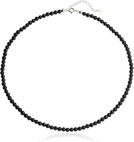 Natural Agate Choker Necklace with Silver Beads