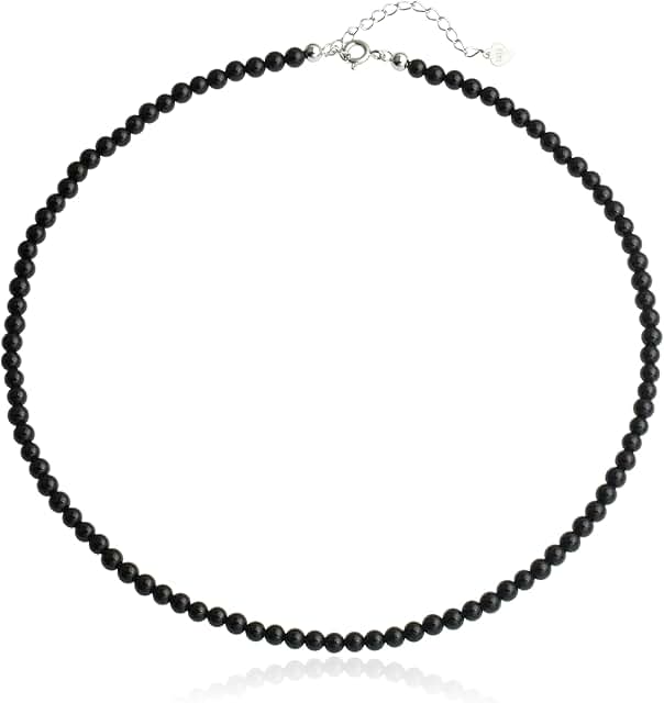 Natural Agate Choker Necklace with Silver Beads