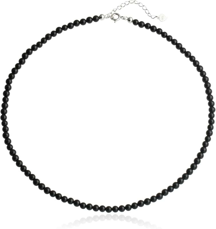 Natural Agate Choker Necklace with Silver Beads