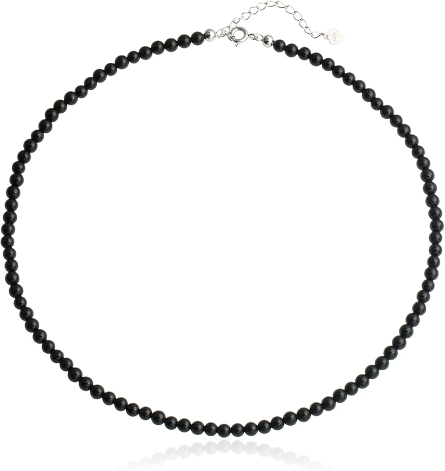Natural Agate Choker Necklace with Silver Beads