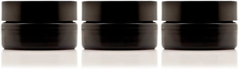 50ml Black Glass Cosmetic Travel Jars, 3 Pack