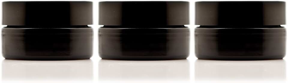 50ml Black Glass Cosmetic Travel Jars, 3 Pack