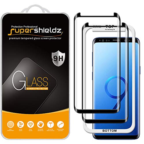 (2 Pack) Designed for Samsung Galaxy S9 Tempered Glass Screen Protector with (Easy Installation Tray) Anti Scratch, Bubble Free (Black)