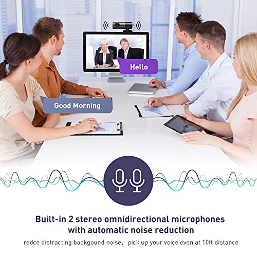 HD 1080P Webcam with Built-in Dual MIC & Speaker, Upgraded 360 View Computer Camera, Plug & Play USB Webcam for YouTube TikTok Facebook Video Meeting, Compatible with Windows/Android/Mac OS
