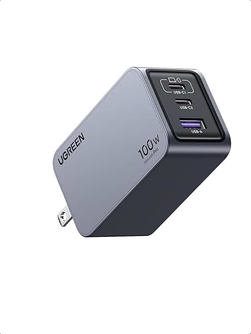 Compact 100W GaN USB-C Wall Charger with 3 Ports