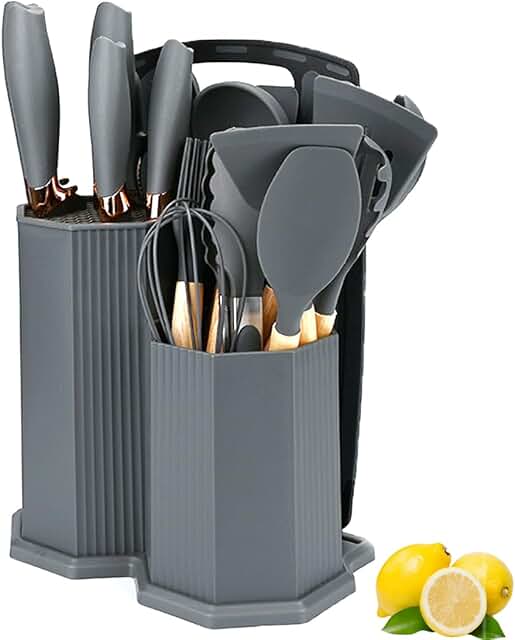 19-Piece Kitchen Utensils and Knife Set with Cutting Board