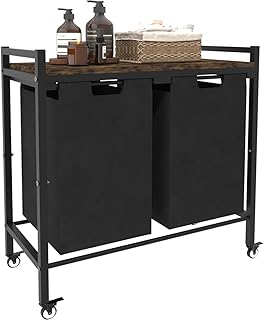Large 12-Gallon Laundry Hamper with Wheels and Removable Sorter Bags