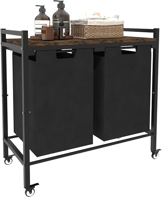 Large 12-Gallon Laundry Hamper with Wheels and Removable Sorter Bags