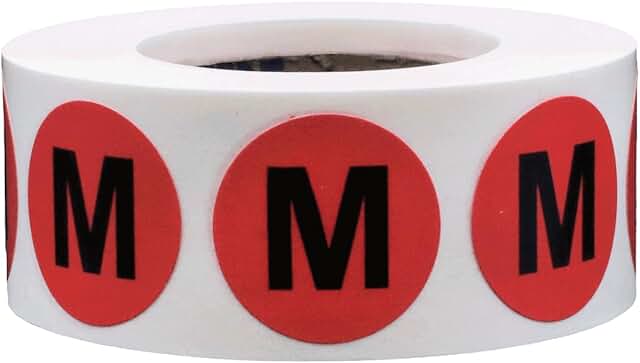Red Medium Circle Clothing Size Stickers, 3/4 Inch, 500 Labels