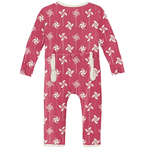 Print Coveralls with Zipper, Long Sleeve Footless Bodysuit, One-Piece Ultra Soft Sleepwear (Taffy Pinwheel - 0-3 Months)