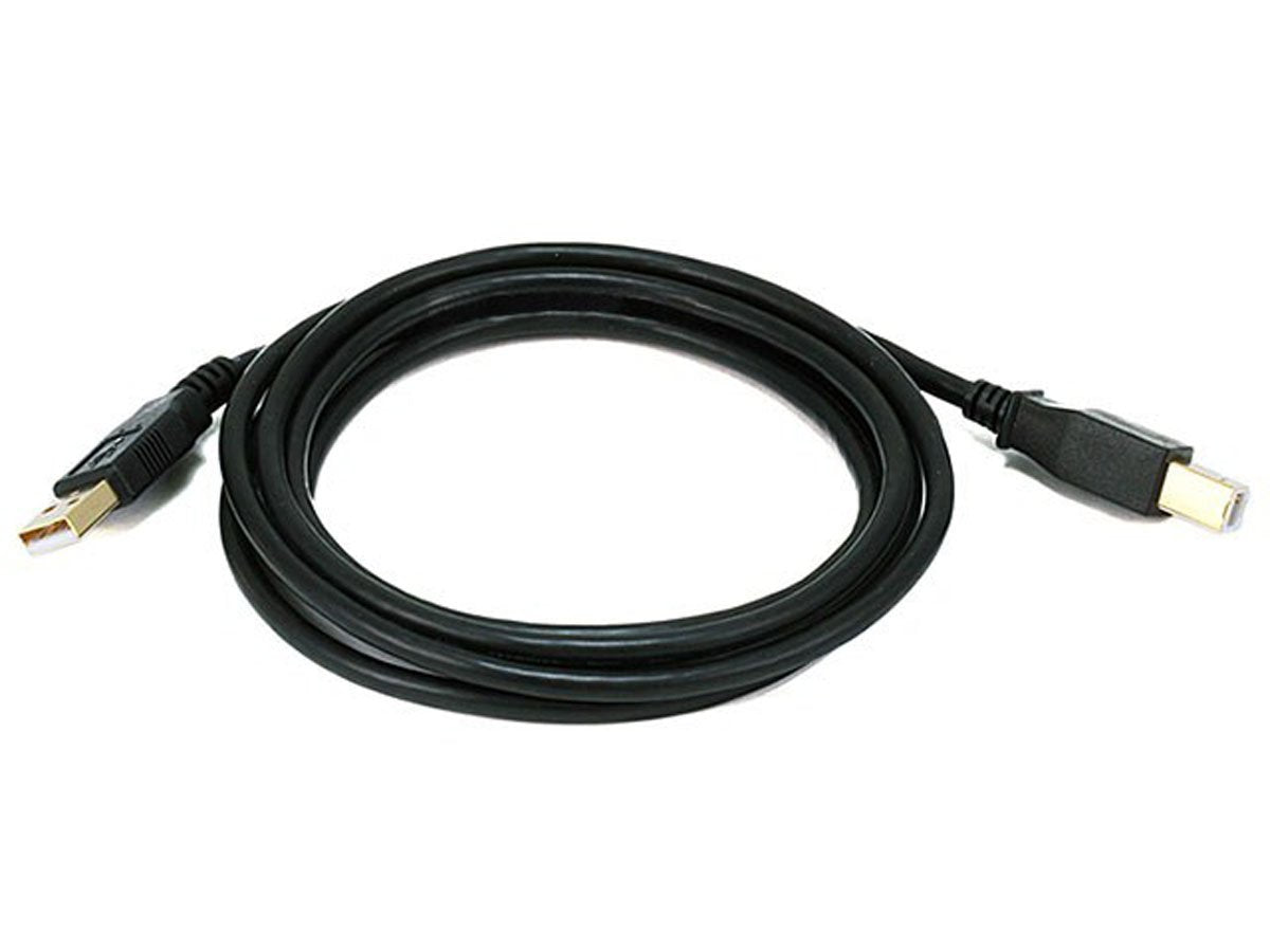 6-Feet USB 2.0 A Male to B Male 28/24AWG Cable (Gold Plated) (105438),Black