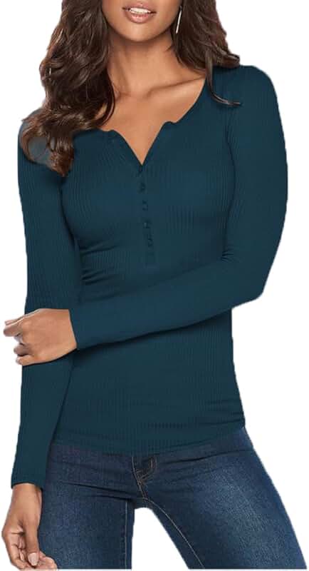 Women's Long Sleeve V-Neck Henley Layering Top