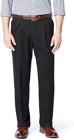 Men's Relaxed Fit Pleated Khaki Pants