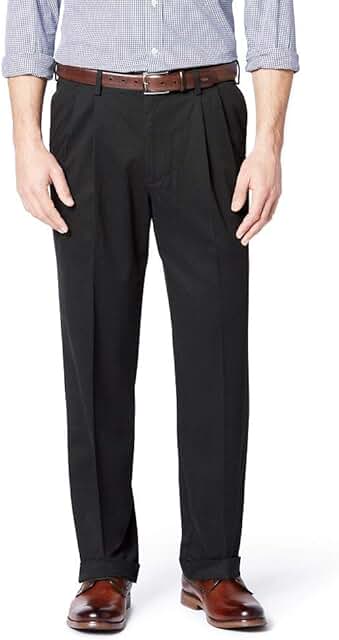 Men's Relaxed Fit Pleated Khaki Pants