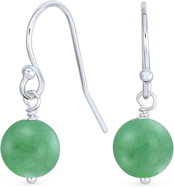 Basic 8MM Gemstone Bead Drop Earrings for Women
